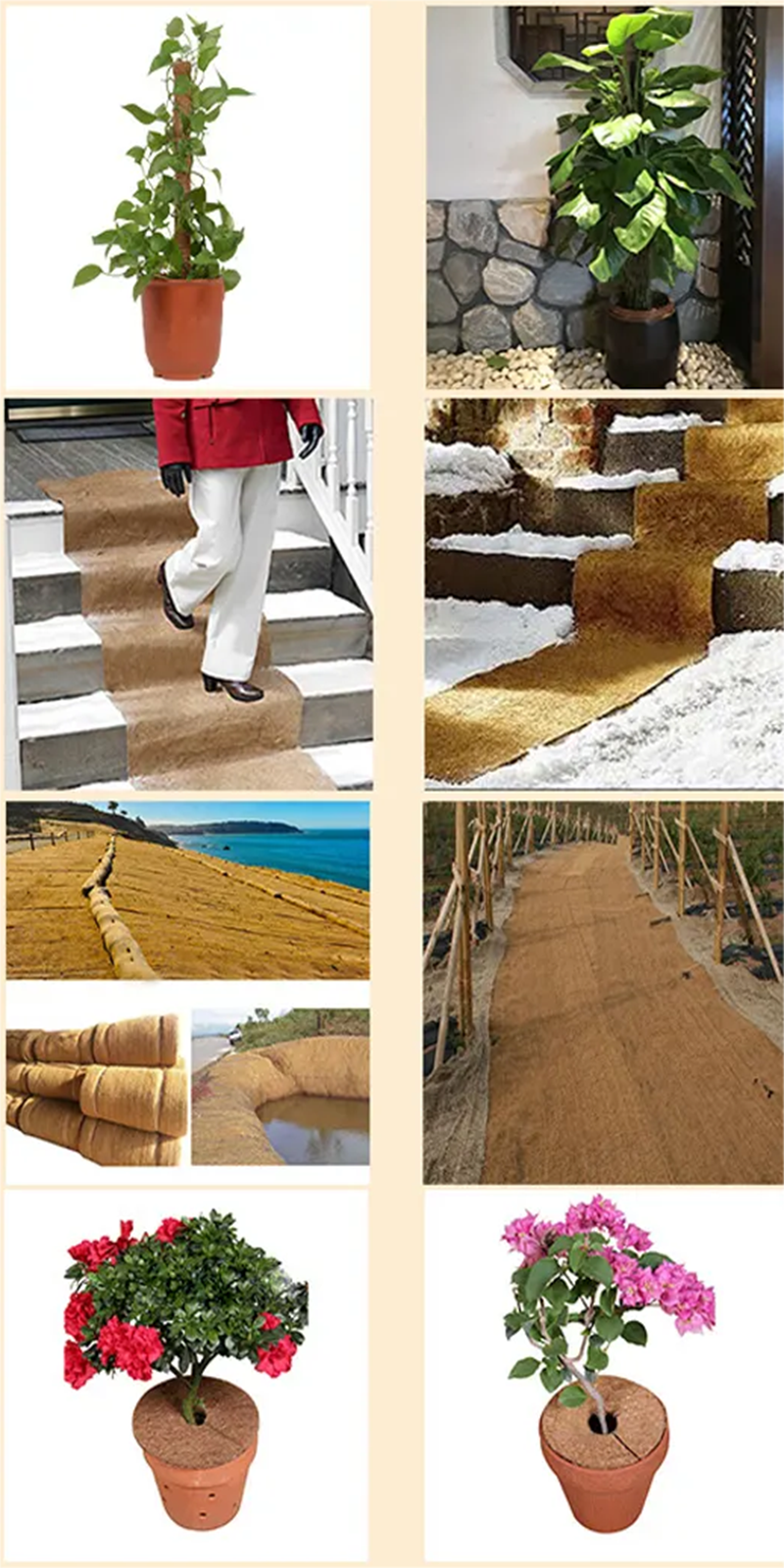 100% Coco Fiber Natural Coconut Mat for Horticulture